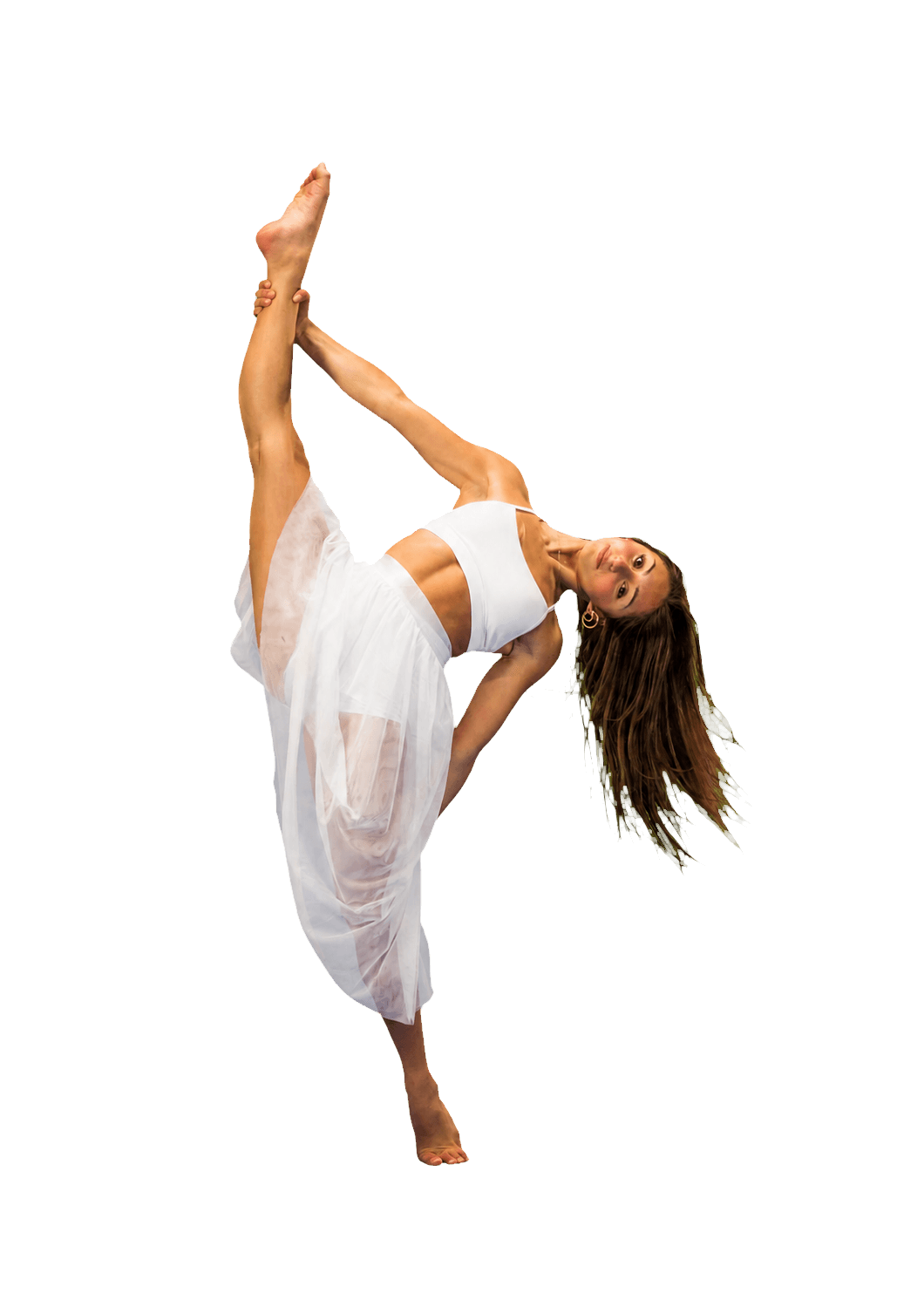 South Coast Conservatory dancer holding a standing split